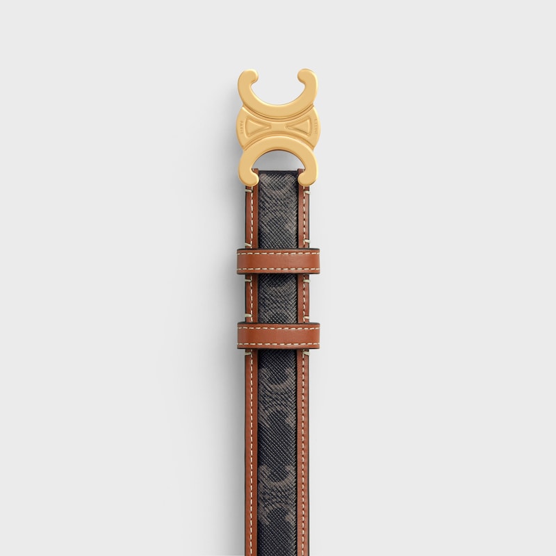 mittlerer 25-mm-triomphe-gürtel aus triomphe-canvas und kalbsleder