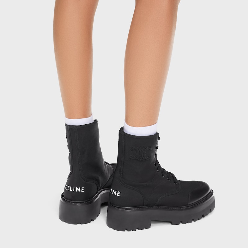 celine bulky schnÜrstiefel aus nylon und glÄnzender bulldogge