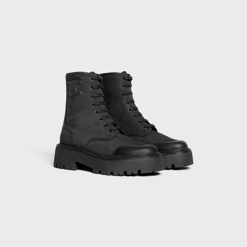 celine bulky schnÜrstiefel aus nylon und glÄnzender bulldogge