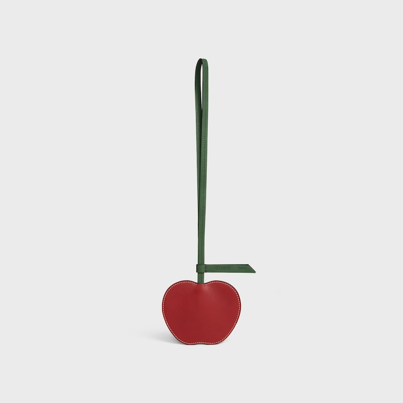apfel-schlüsselanhänger aus glattem lammleder