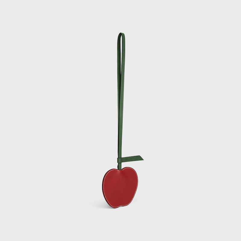 apfel-schlüsselanhänger aus glattem lammleder
