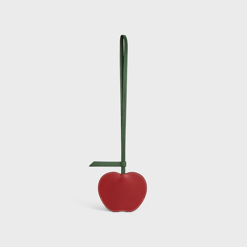 apfel-schlüsselanhänger aus glattem lammleder