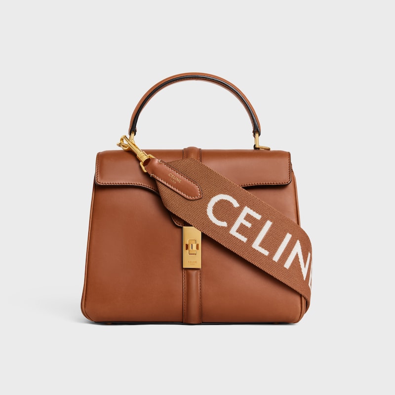 langer riemen aus wolle mit celine-jacquardmuster und goldverzierungen