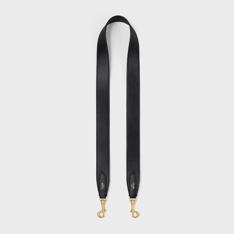 langer riemen aus glattem kalbsleder mit goldfinish