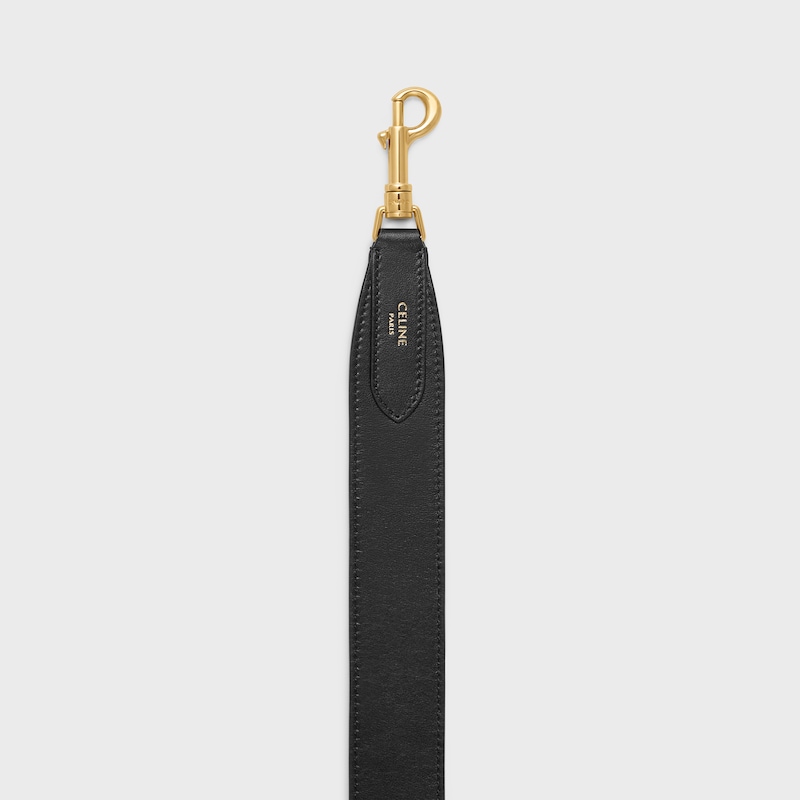 langer riemen aus glattem kalbsleder mit goldfinish