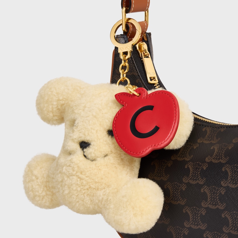 triomphe pom-pom charm apple in lager- und kalbsleder