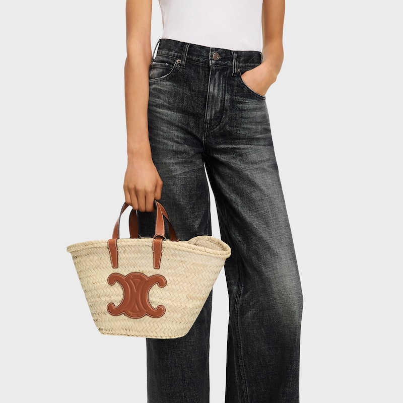 teen celine classic panier in palmblättern und kalbsleder