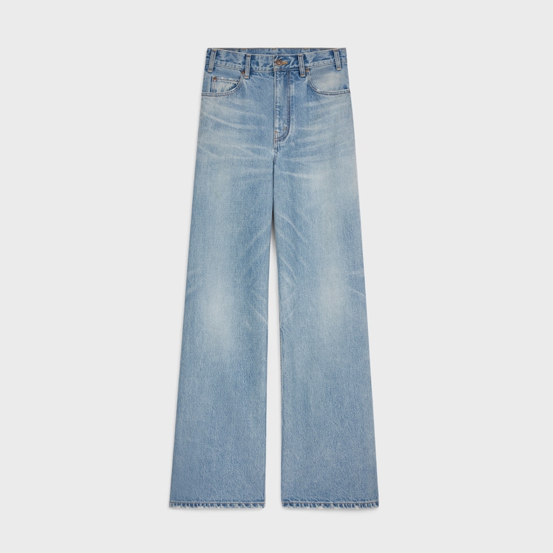 ausgestellte surf-jeans aus stahlblauem denim