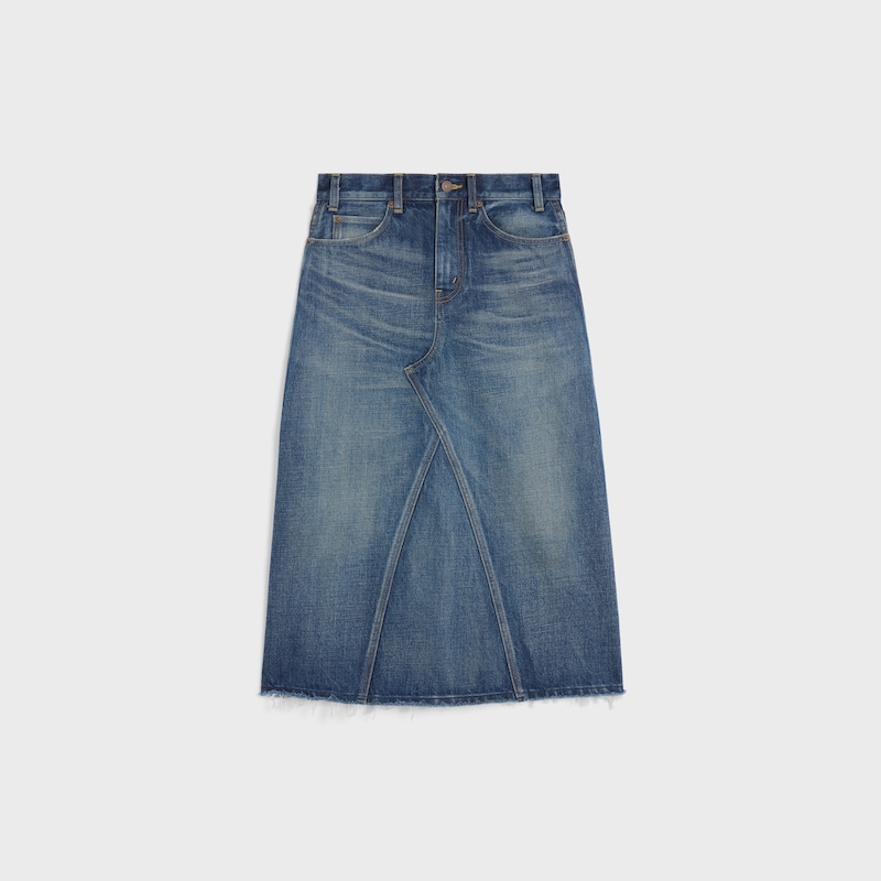 midirock aus dunkelblauem denim