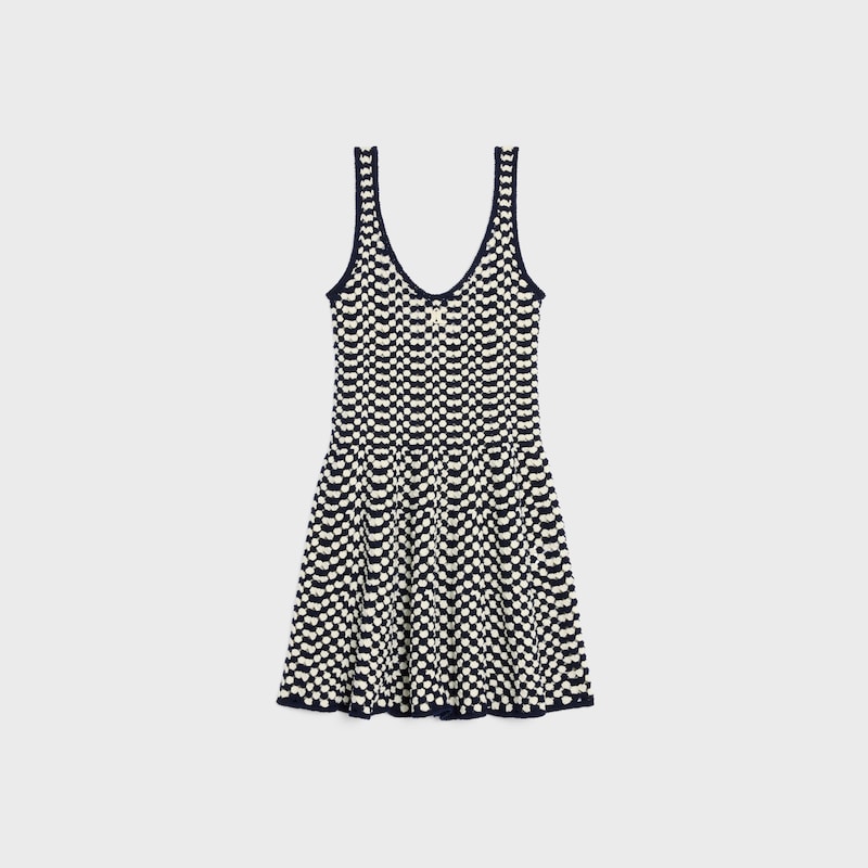 mini-skaterkleid aus gehäkelter baumwolle