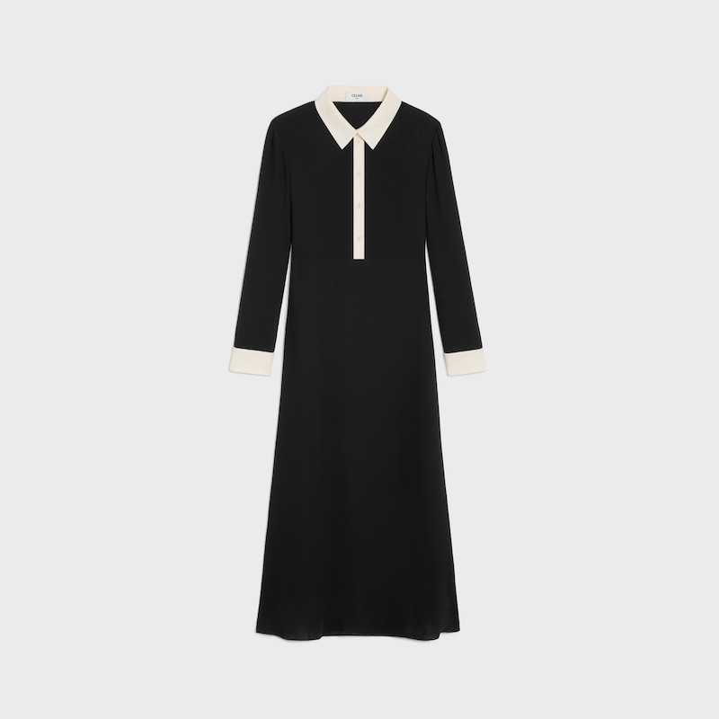 midi-polokleid aus viskose-georgette