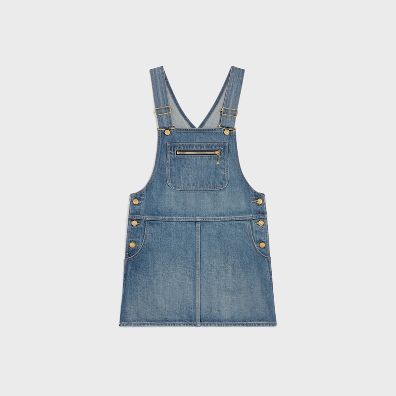 latzhosen-minikleid aus union wash denim