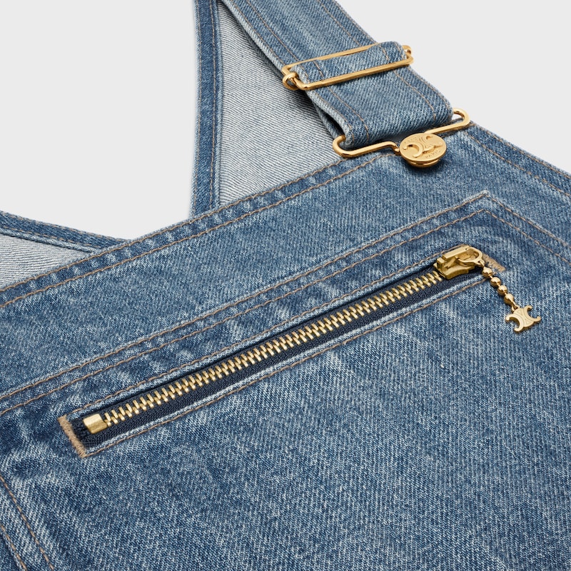 latzhosen-minikleid aus union wash denim