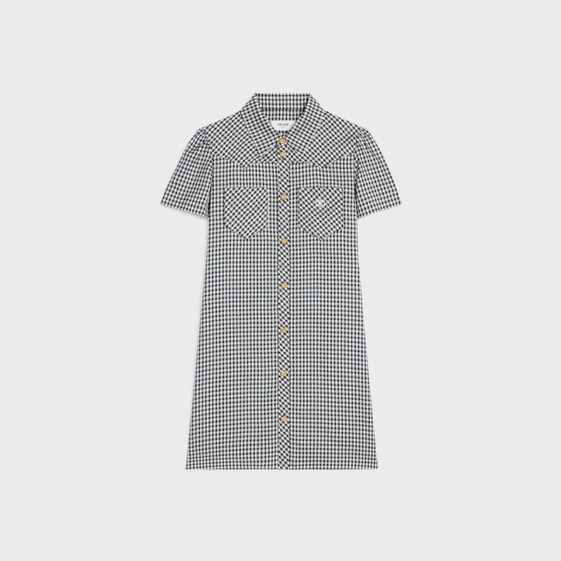 mini-hemdkleid aus vichy-seide