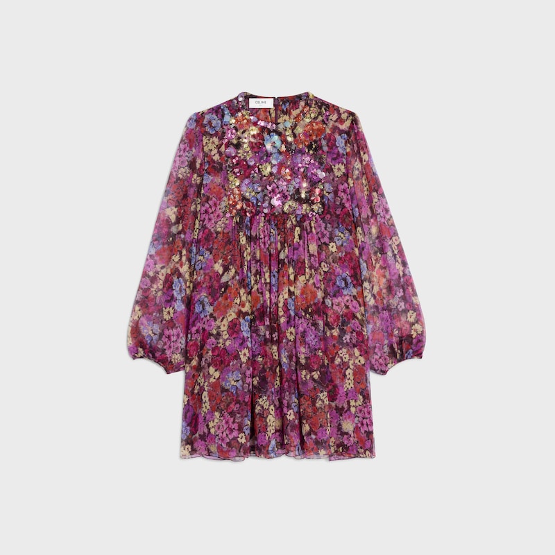 besticktes mini-trachtenkleid aus seidenkrepp