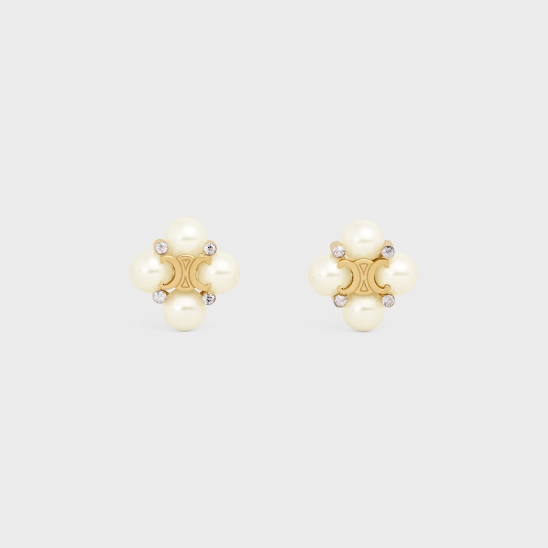 les perles celine ohrstecker aus strass kunstharzperlen und messing mit goldfinish
