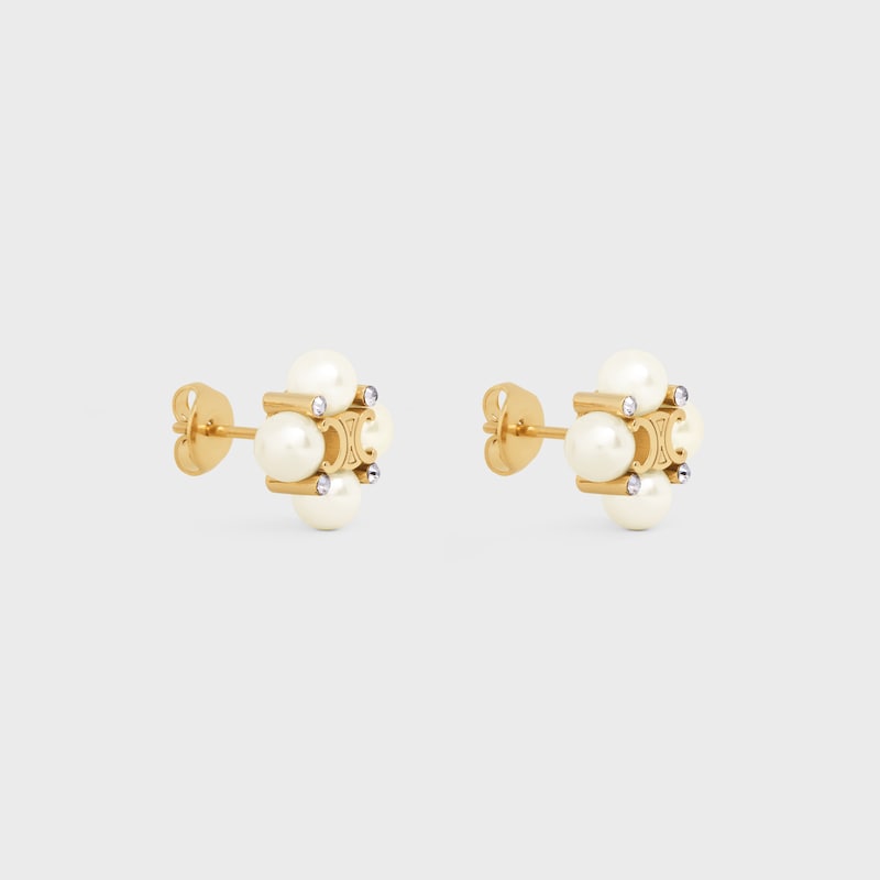 les perles celine ohrstecker aus strass kunstharzperlen und messing mit goldfinish