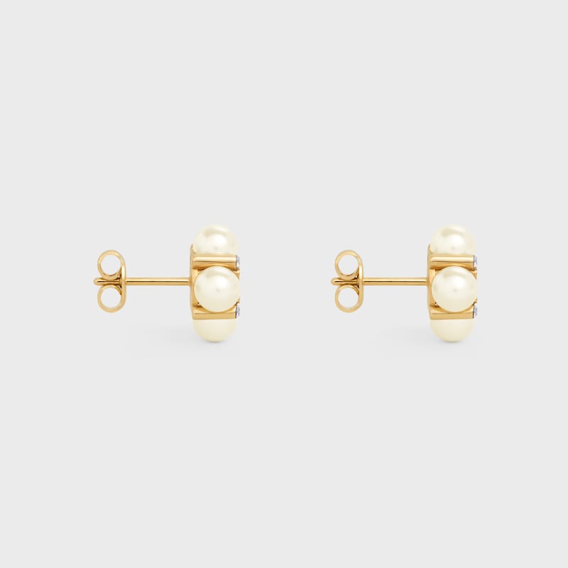 les perles celine ohrstecker aus strass kunstharzperlen und messing mit goldfinish