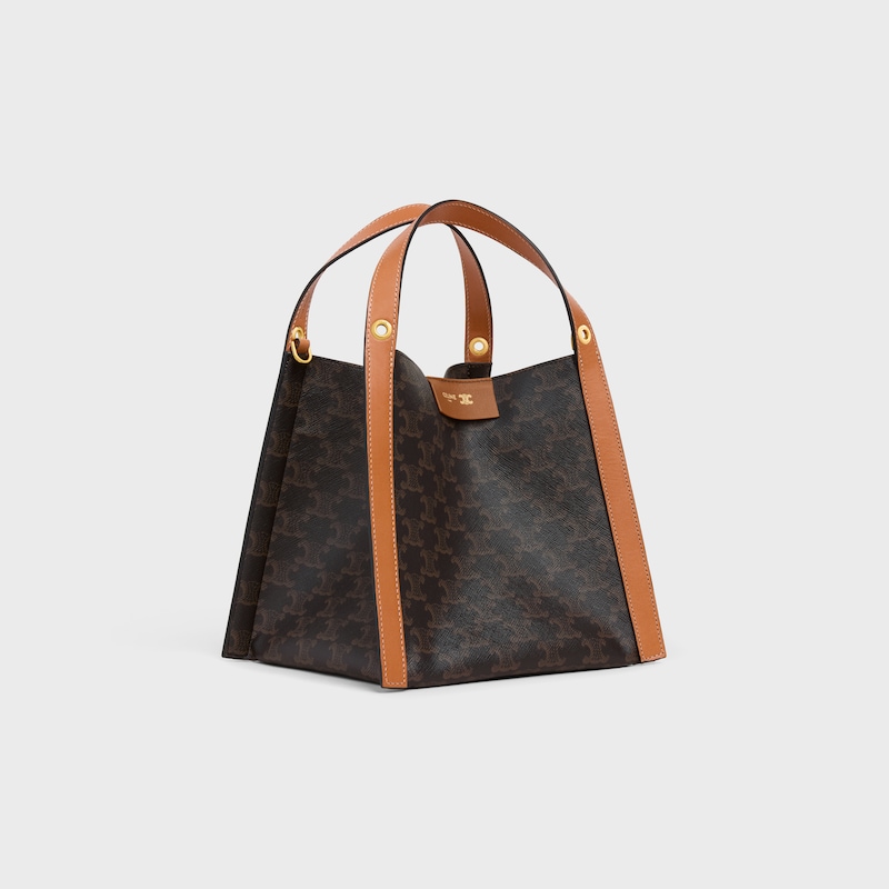 kleine cubo-tasche aus triomphe-canvas und naturkalbsleder