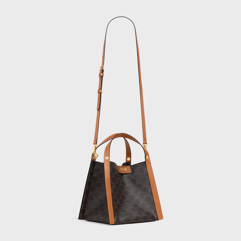 kleine cubo-tasche aus triomphe-canvas und naturkalbsleder