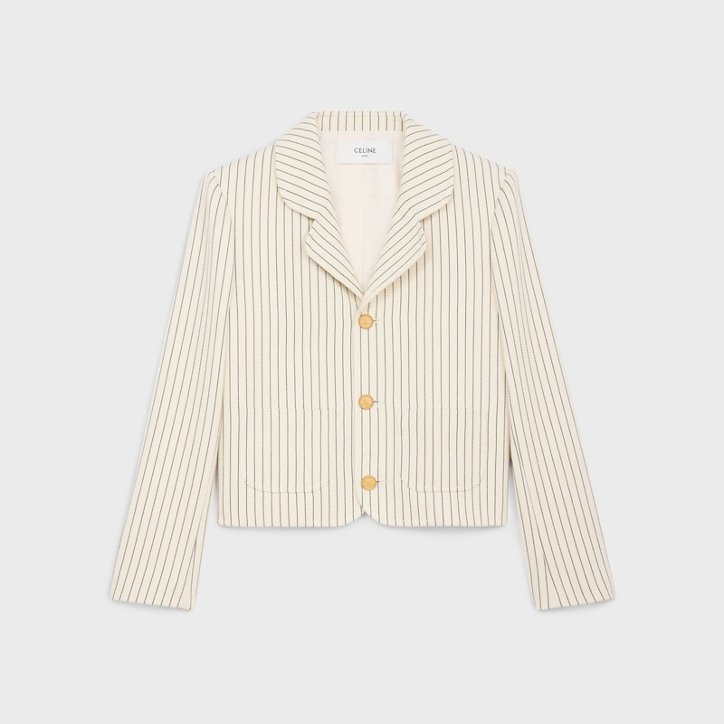 jacke aus gestreiftem baumwollgabardine