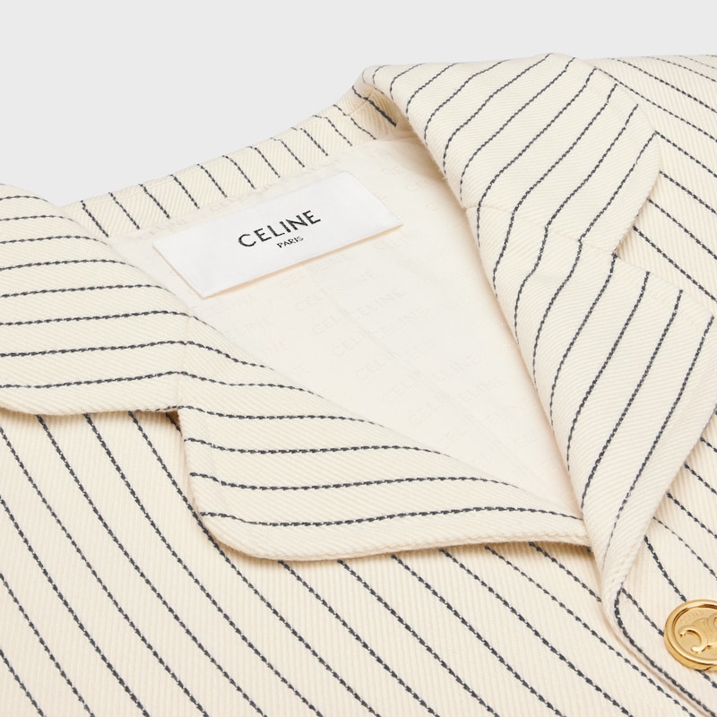 jacke aus gestreiftem baumwollgabardine