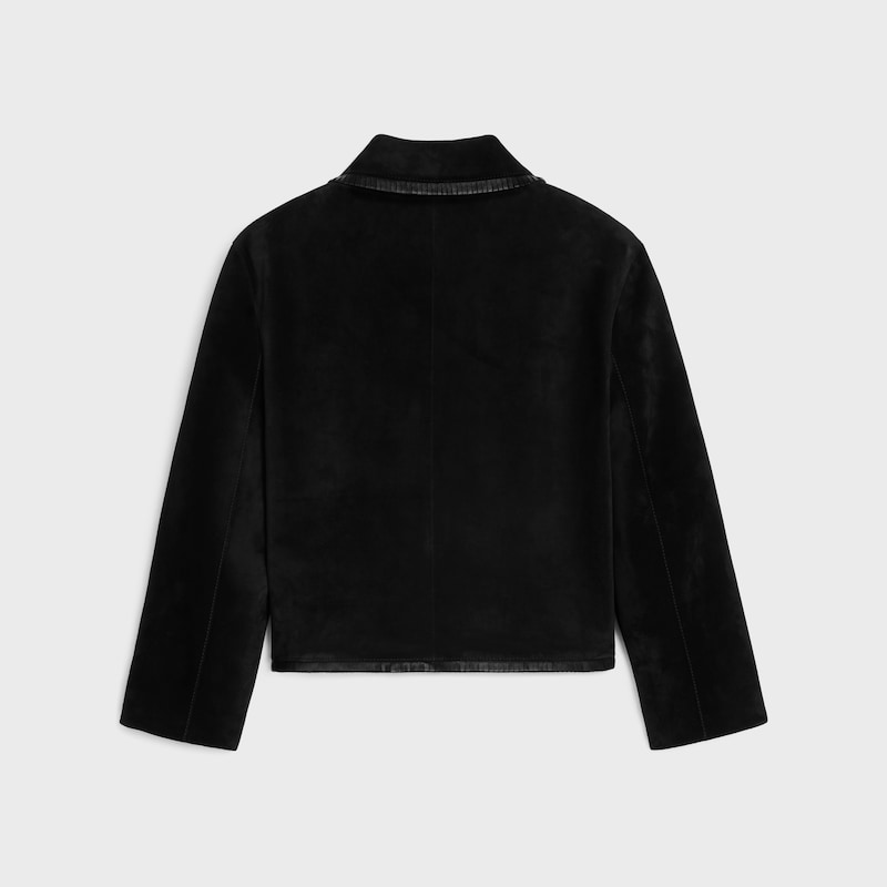 gerade geschnittene blousonjacke aus wildleder