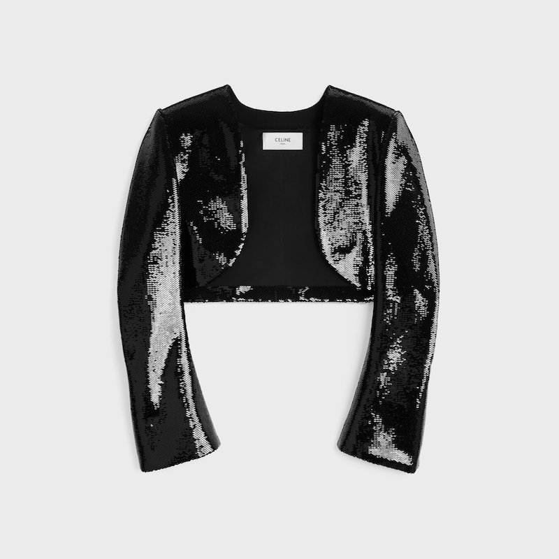 bestickte bolerojacke aus wollgabardine