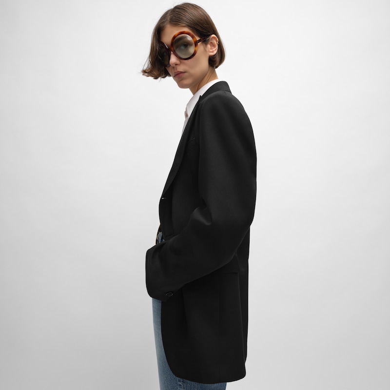 colonne-jacke aus diagonal geflochtener wolle