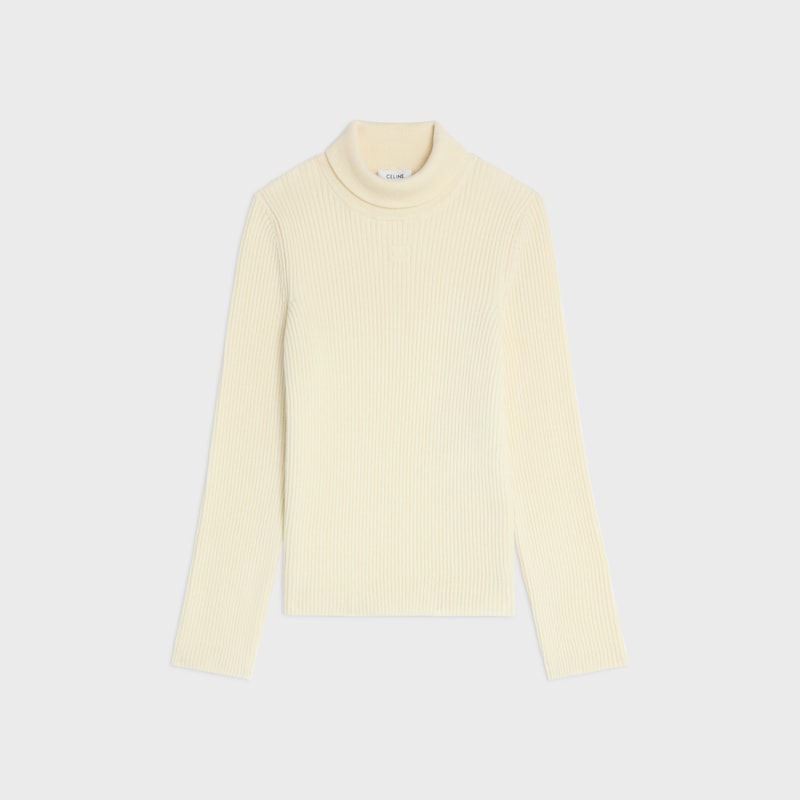 rollkragenpullover aus gestreifter wolle