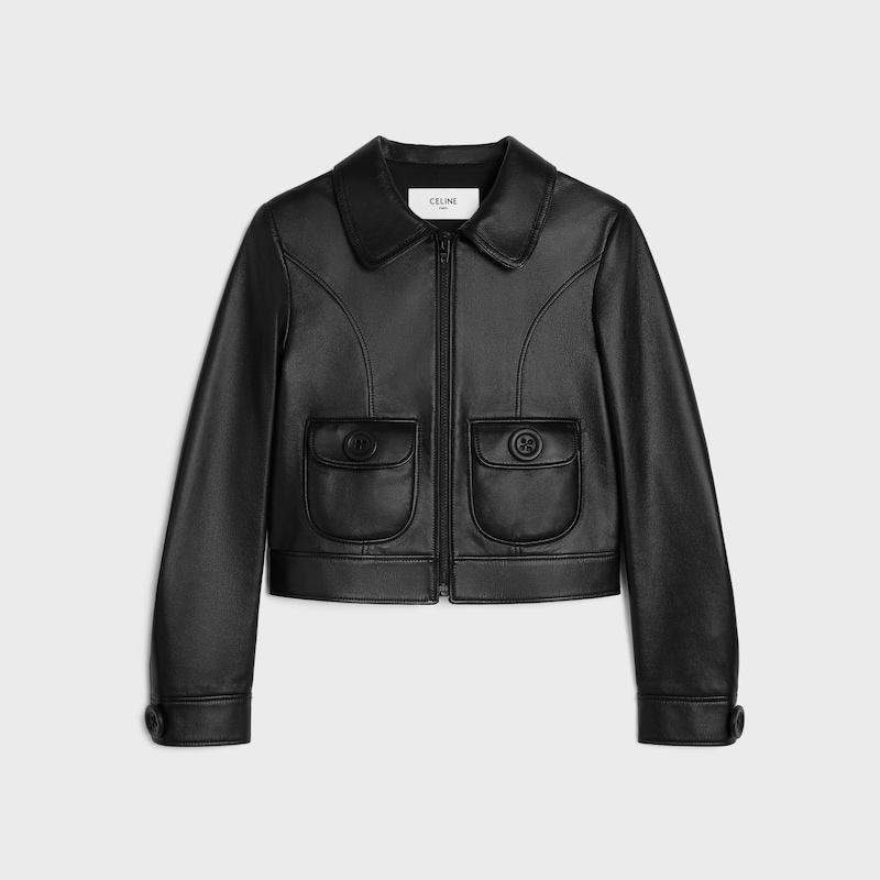 gerade geschnittene blousonjacke aus weichem lammleder