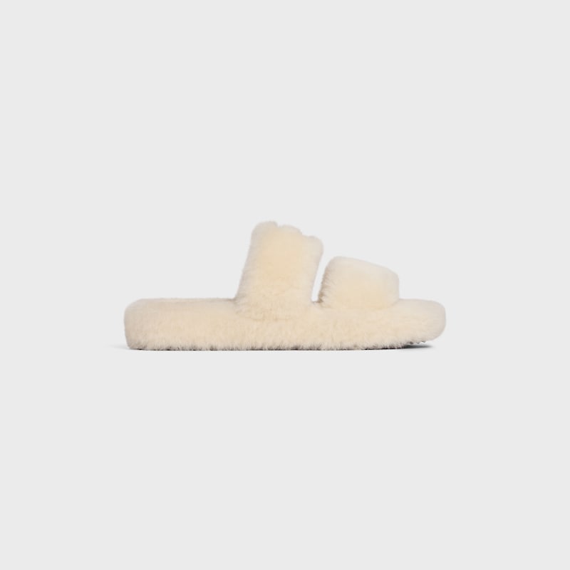celine slides triomphe in shearling