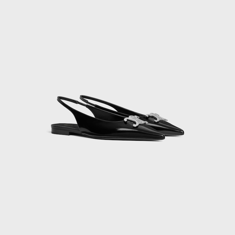 celine alma triomphe flat slingback aus glÄnzendem kalbsleder