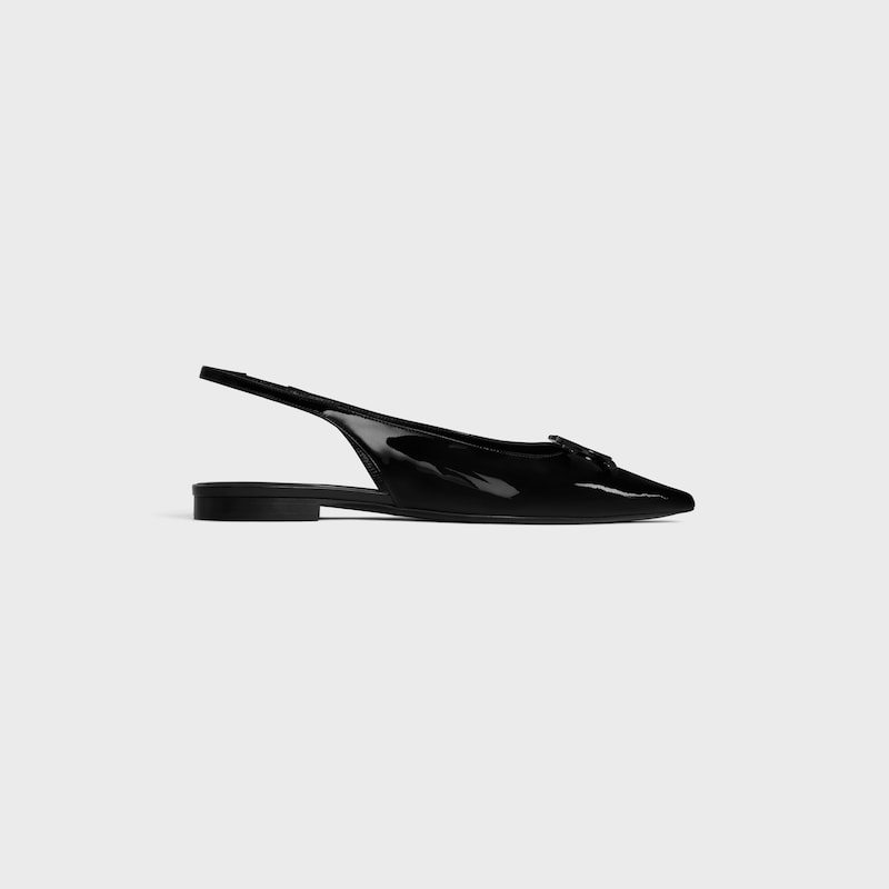 celine alma triomphe flauchen slingback aus lackiertem kalbsleder