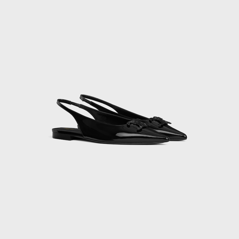 celine alma triomphe flauchen slingback aus lackiertem kalbsleder
