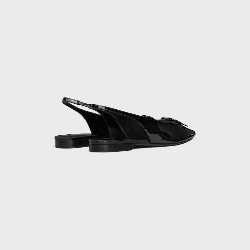 celine alma triomphe flauchen slingback aus lackiertem kalbsleder