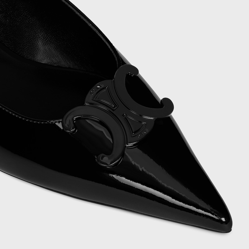 celine alma triomphe flauchen slingback aus lackiertem kalbsleder