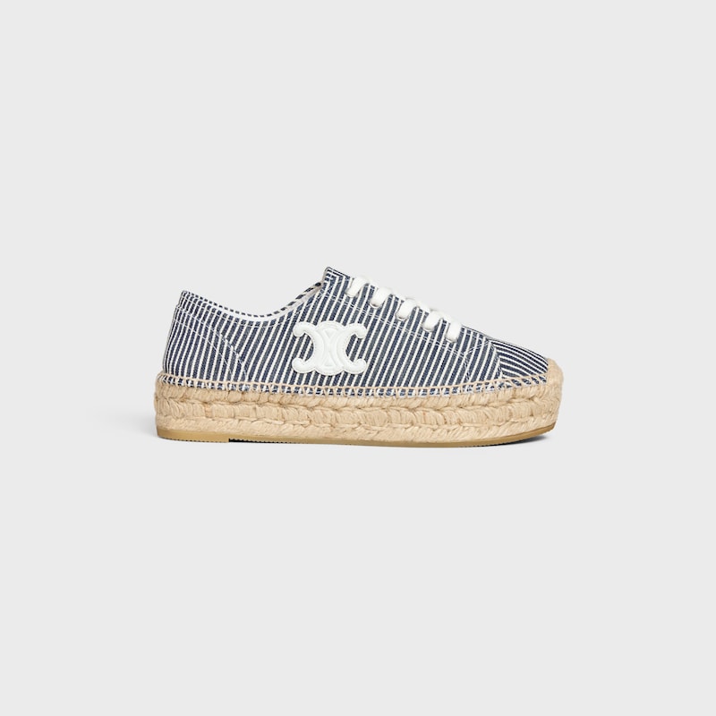 les espadrilles celine lace-up in oshkosh canvas and calfsleder