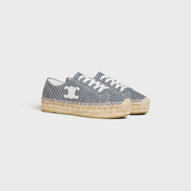 les espadrilles celine lace-up in oshkosh canvas and calfsleder