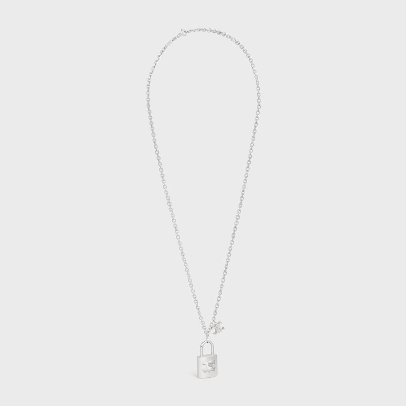 große halskette mit triumph-verschluss aus messing mit rhodium-finish