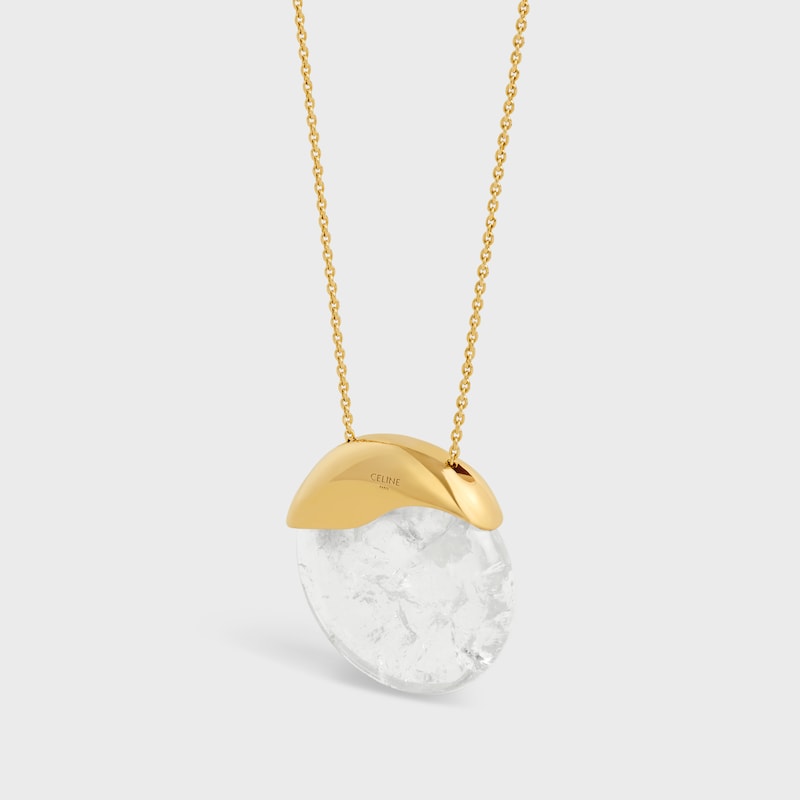 les pierres celine halskette aus bergkristall und messing mit goldfinish