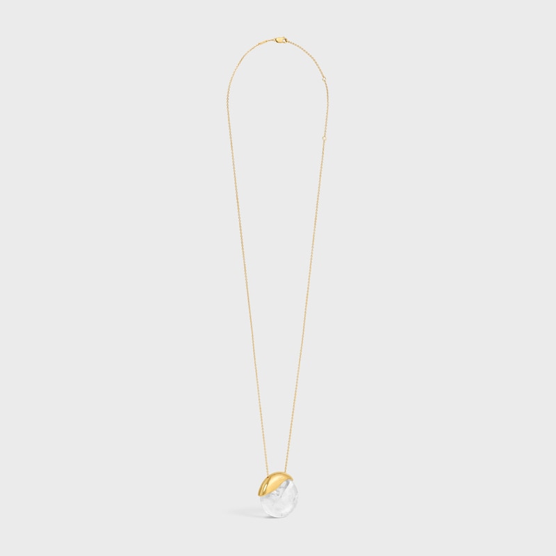 les pierres celine halskette aus bergkristall und messing mit goldfinish