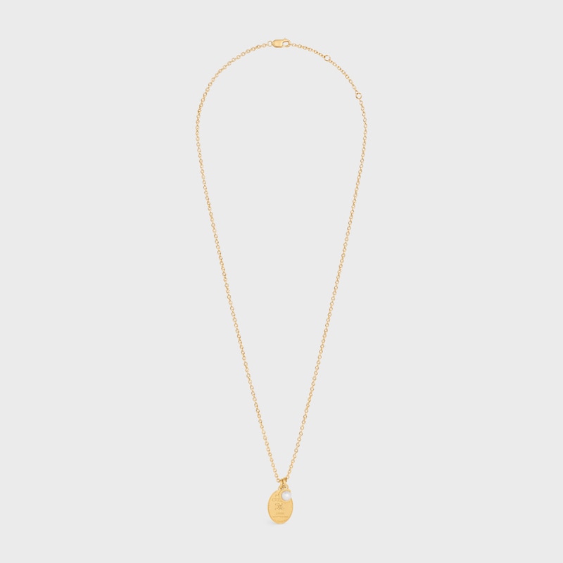 les perles celine medaillenkette aus kunstharzperlen und messing mit goldfinish
