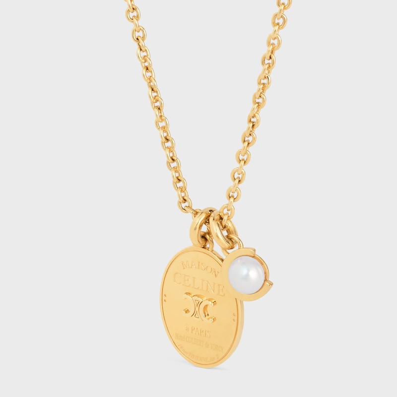 les perles celine medaillenkette aus kunstharzperlen und messing mit goldfinish