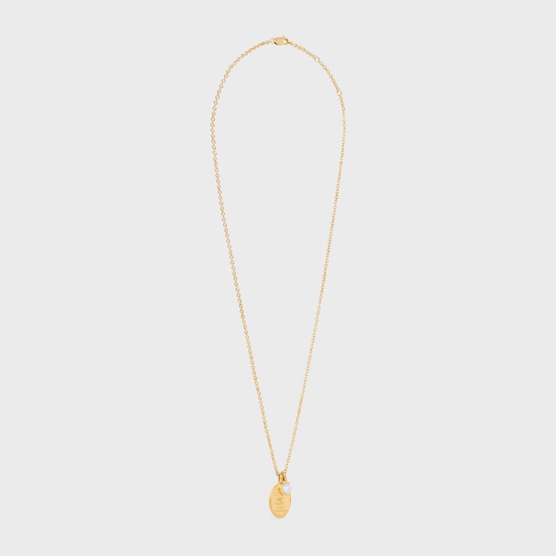 les perles celine medaillenkette aus kunstharzperlen und messing mit goldfinish