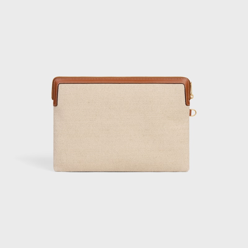 kleine tasche mit trageriemen aus textil mit ankerstickerei und kalbsleder