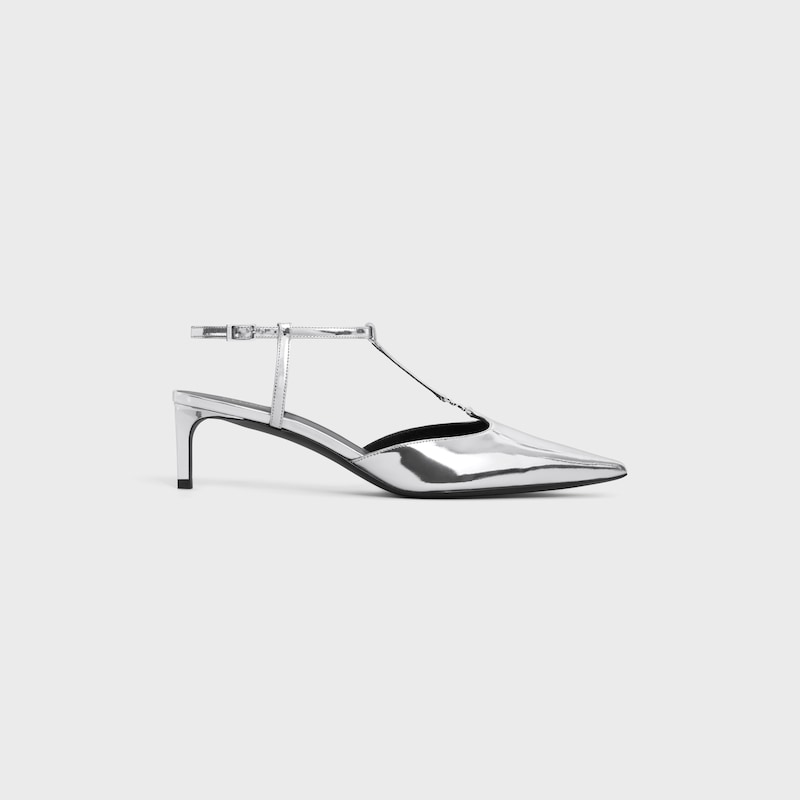 celine kitten t-bar strap pumps in spiegellaminiertem kalbsleder