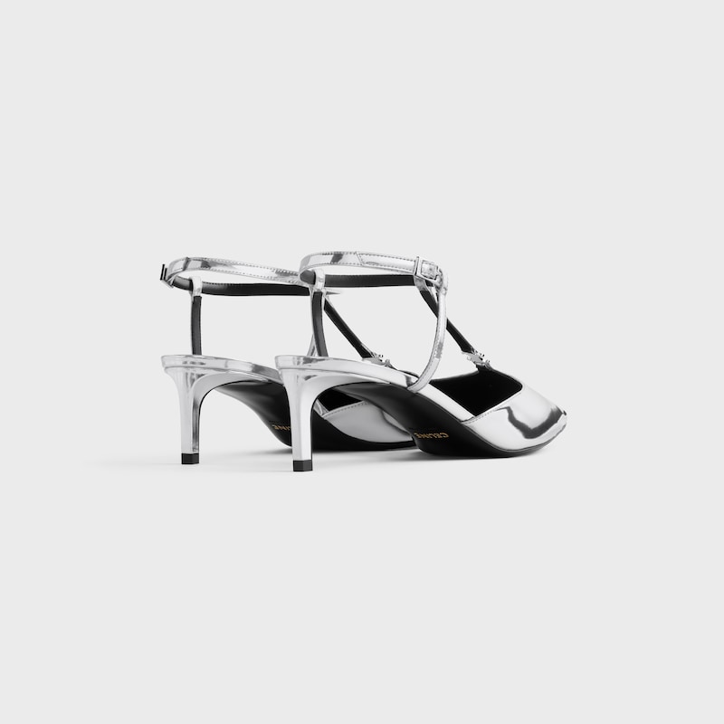 celine kitten t-bar strap pumps in spiegellaminiertem kalbsleder