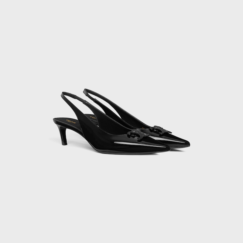 celine alma triomphe slingback aus lackiertem kalbsleder