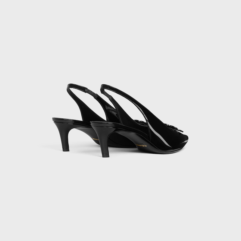 celine alma triomphe slingback aus lackiertem kalbsleder